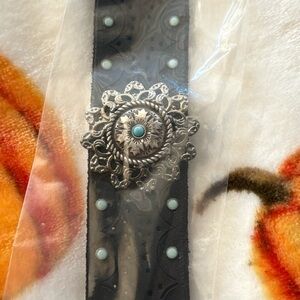 Embellished Leather Cuff Bracelet
